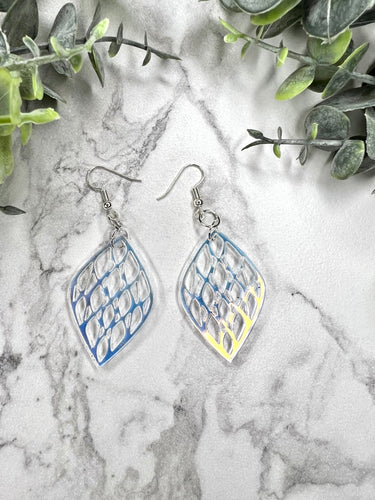 Almond Shaped Iridescent Lattice Earrings